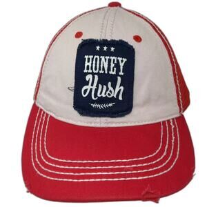 Judy Blue Red Honey Hush Trucker Hat One Size Distressed Patch Mesh Adjustable